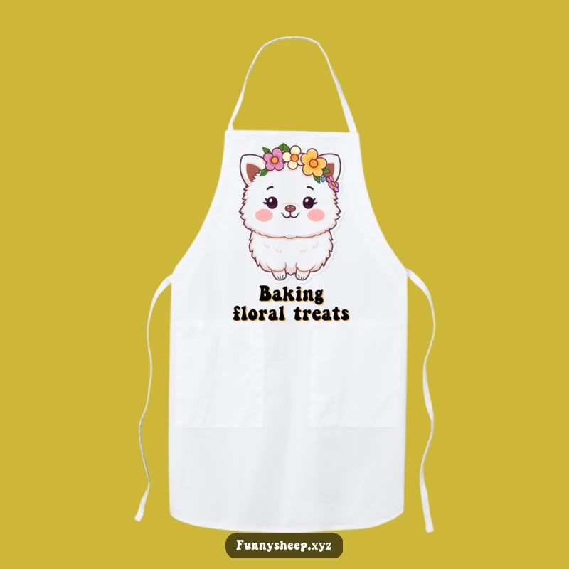 Funny Flower Crown Animal Apron: Kitchen Fun with Happy Fluffy Character, Great Gift