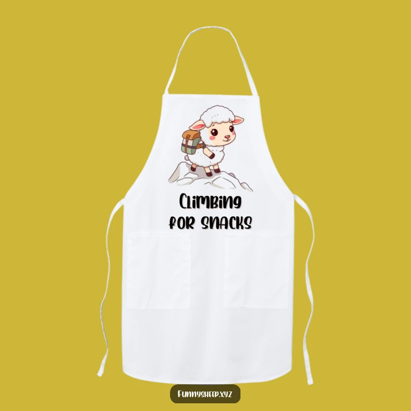 Funny Sheep Climber Apron, Chef's Adventurous Kitchen Wear, Hilarious Outdoor Cooking Gift