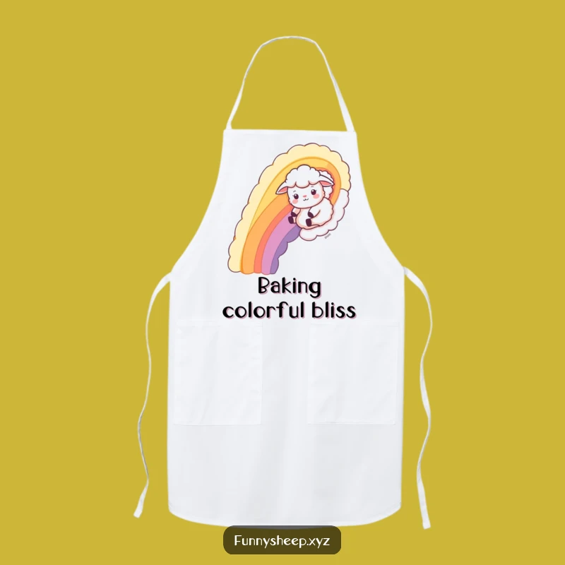 Funny Wool Rainbow Sheep Apron: Playful Cooking, Perfect Funny Gift