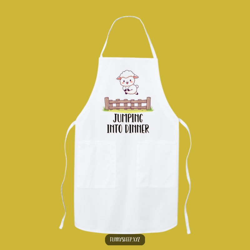 Funny Sheep Leaping Fence Apron: Kitchen Jumps for Fun, Perfect Funny Gift