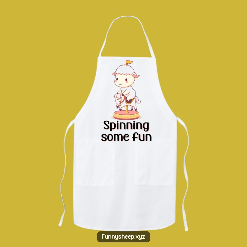 Funny Sheep Carousel Apron: Cook with Joy with This Cheerful Sheep Design!