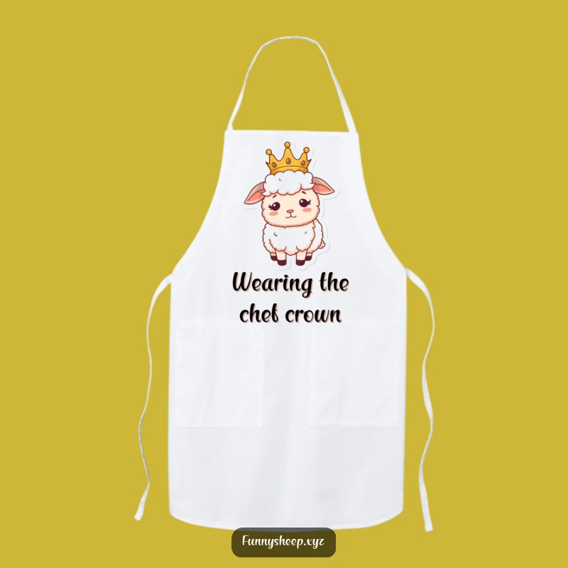 Funny Sheep Royalty Apron, Chef's Confused King/Queen Kitchen Wear, Hilarious Regal Cooking Gift