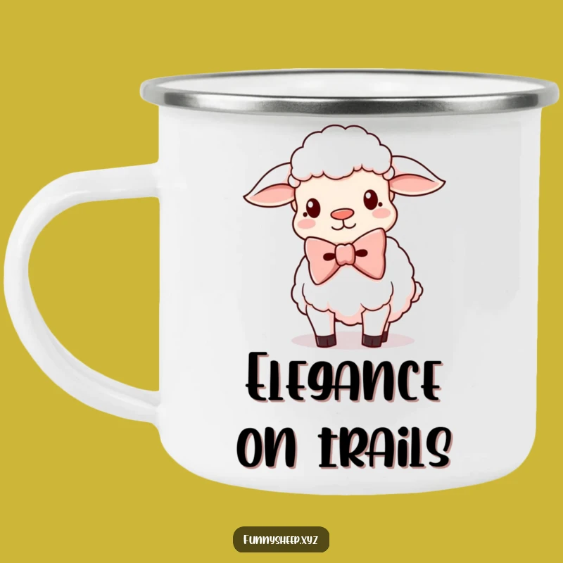 Funny Oversized Bowtie Sheep Camping Mug: Adventure Humor, Perfect Funny Gift