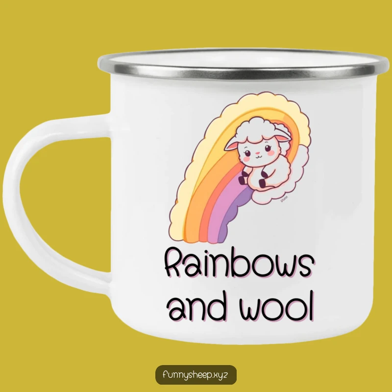 Funny Wool Rainbow Sheep Camping Mug: Adventure Fun, Perfect Funny Gift
