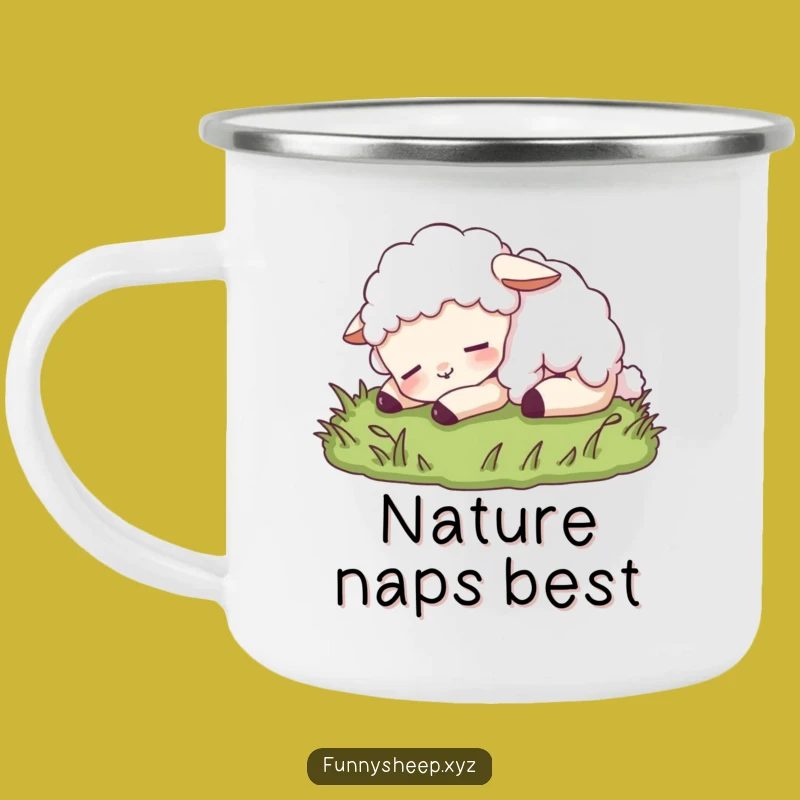 Funny Sheep Nap Camping Mug: Your Peaceful Companion for Relaxing Outdoors!
