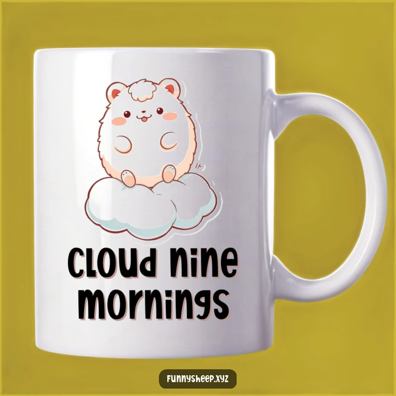 Funny Cloud Animal Mug: Fluffy Round Character Bouncing, Dreamy Funny Gift