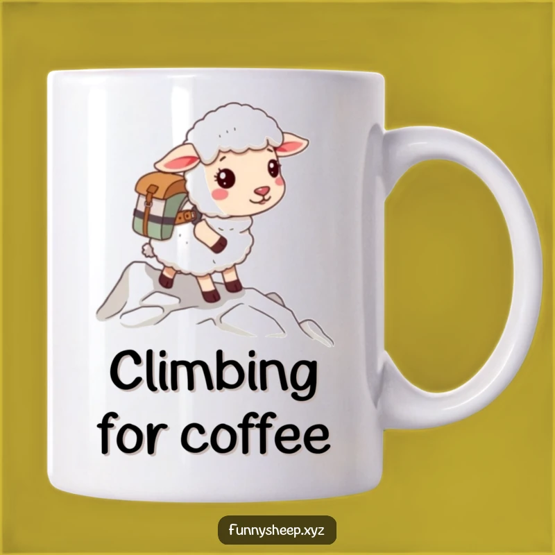 Funny Sheep Climber Mug, Adventurous Woolly Explorer, Perfect Hiking Gift