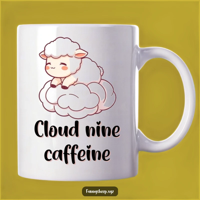 Funny Sheep Cloud Mug: Blissful Character Art, Dreamy Funny Gift