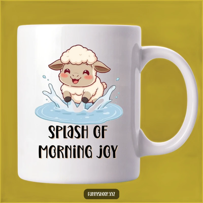 Funny Sheep Puddle Splash Mug, Joyful Woolly Splasher, Perfect Playful Gift
