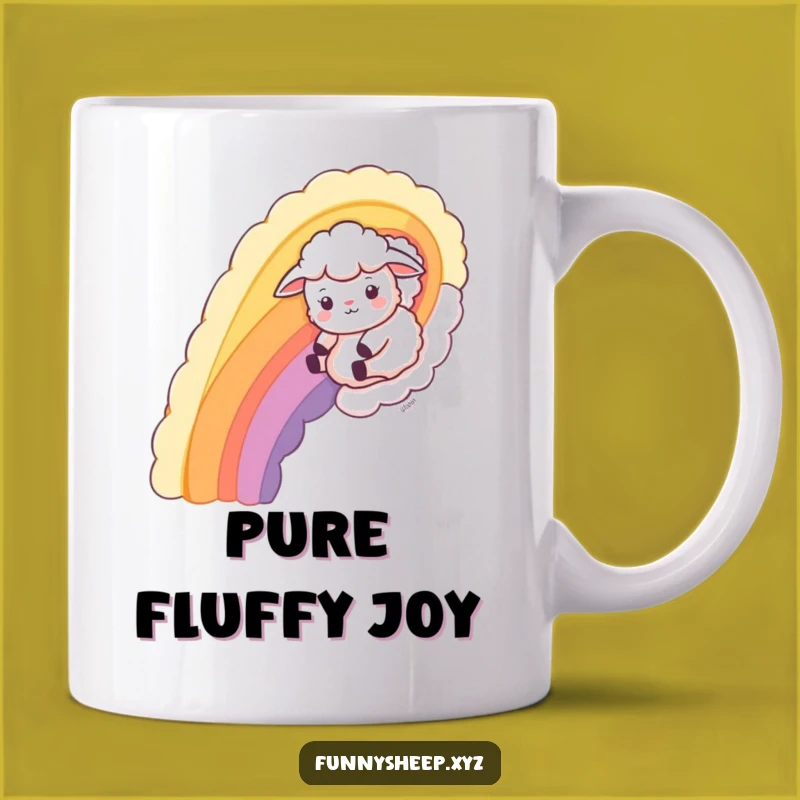 Funny Wool Rainbow Sheep Mug: Playful Slide, Perfect Humorous Gift