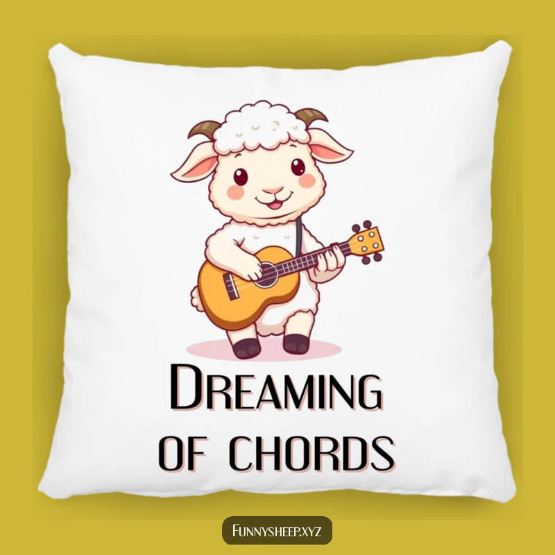 Funny Sheep Ukulele Pillow, Cozy Woolly Musician Cushion, Whimsical Comforting Decor Gift