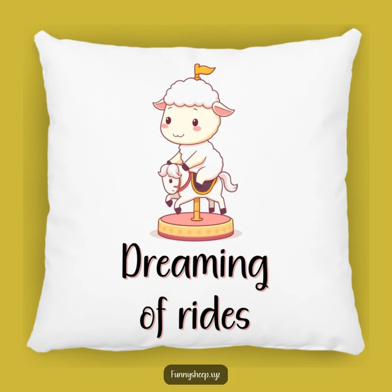 Funny Sheep Carousel Pillow: Snuggle Up with This Cheerful Sheep Fun!
