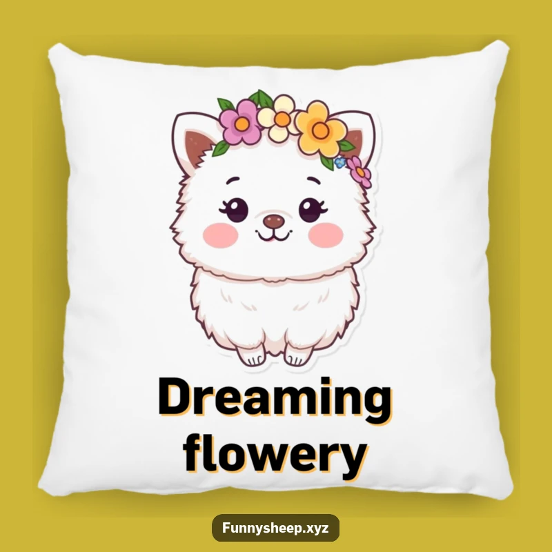 Funny Flower Crown Animal Pillow: Cozy Cushion with Happy Fluffy Character, Gift