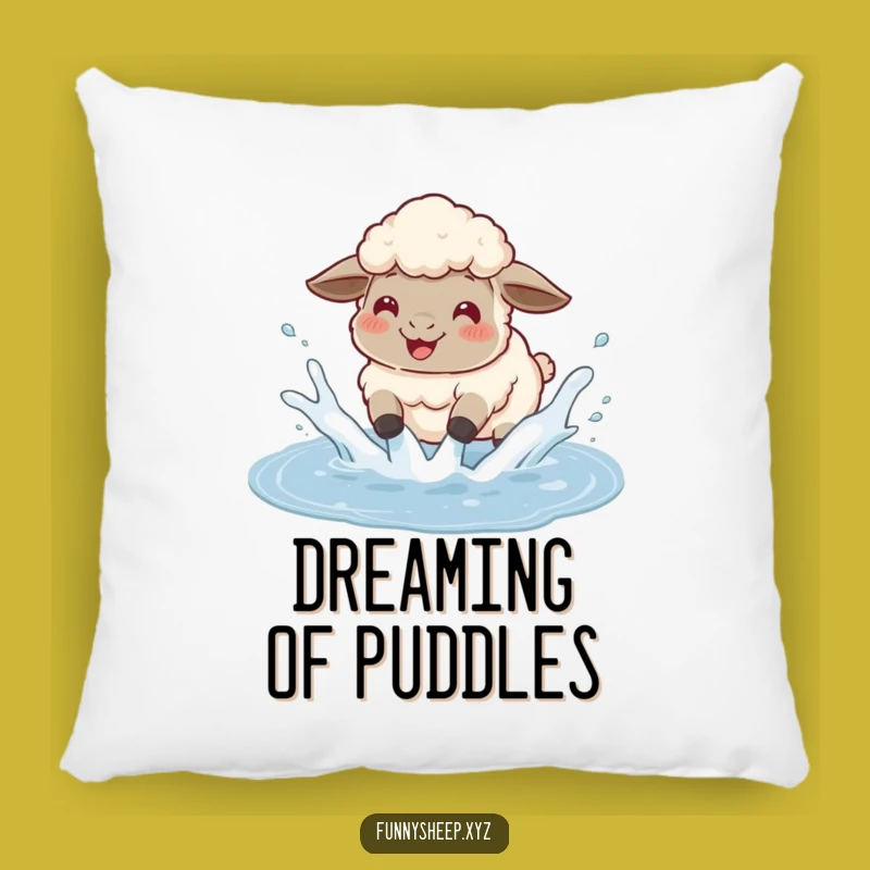 Funny Sheep Puddle Pillow, Cozy Gleeful Splasher Cushion, Whimsical Comforting Decor Gift