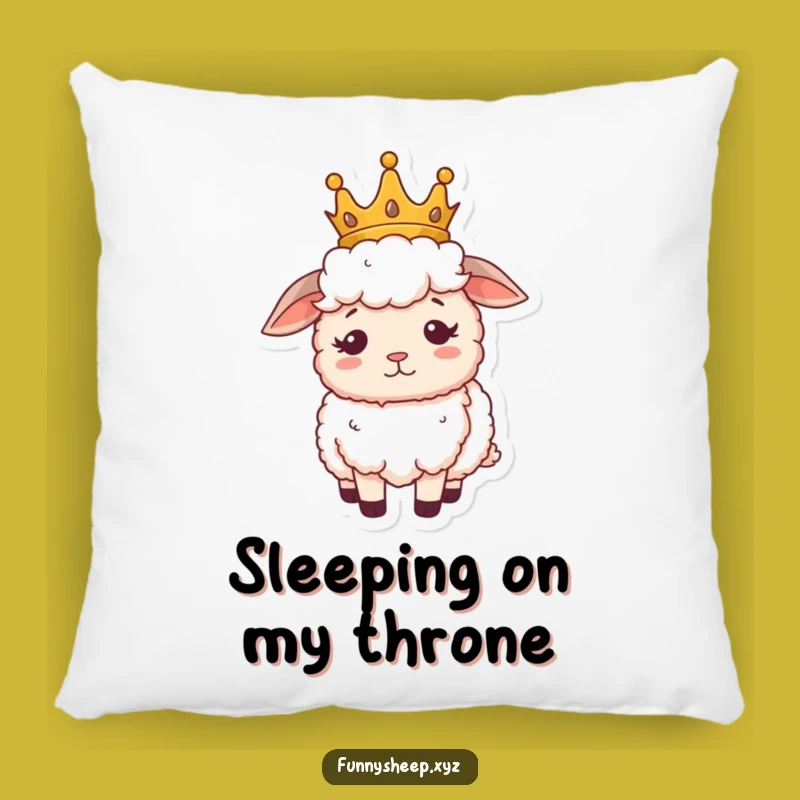 Funny Sheep Royalty Pillow, Cozy Confused Woolly Cushion, Whimsical Comforting Decor Gift