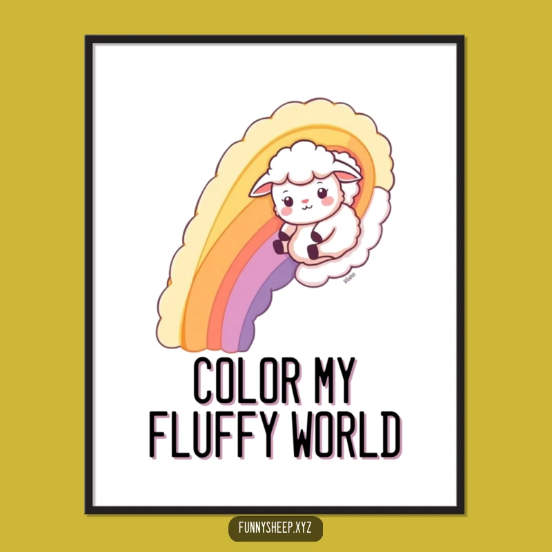 Funny Wool Rainbow Sheep Digital Print: Joyful Art, Instant Funny Gift