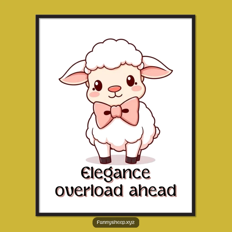 Funny Oversized Bowtie Sheep Digital Print: Silly Art, Instant Funny Gift