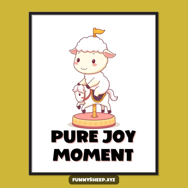 Funny Sheep Carousel Digital Art: Cheerful Wall Art for Whimsical Spaces!