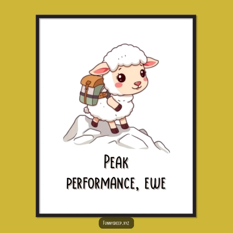 Funny Sheep Climber Digital Art Print, Whimsical Woolly Explorer Decor, Instant Adventure Gift