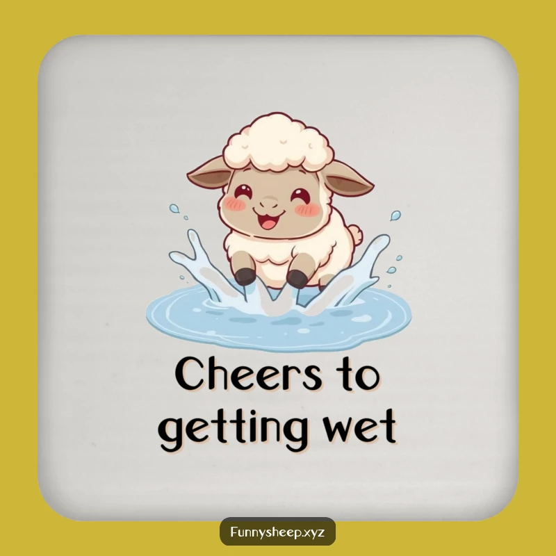 Funny Sheep Puddle Drink Coaster, Protect Surfaces with Gleeful Splash Humor, Unique Gift