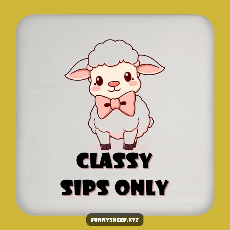 Funny Oversized Bowtie Sheep Coaster: Sip in Style, Perfect Funny Gift