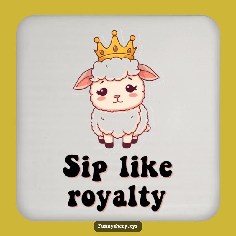 Funny Sheep Royalty Drink Coaster, Protect Surfaces with Regal Humor, Unique Gift
