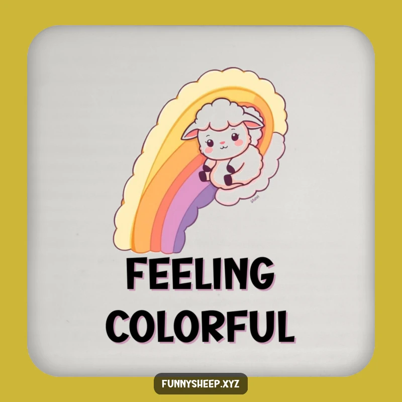 Funny Wool Rainbow Sheep Coaster: Sip Joyfully, Perfect Funny Gift