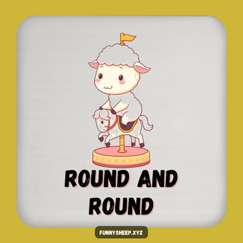 Funny Sheep Carousel Coaster: Protect Surfaces with Cheerful Sheep Fun!