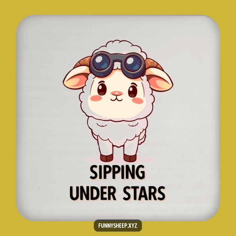 Funny Curious Sheep Coaster - Protect surfaces with sky-gazing charm!
