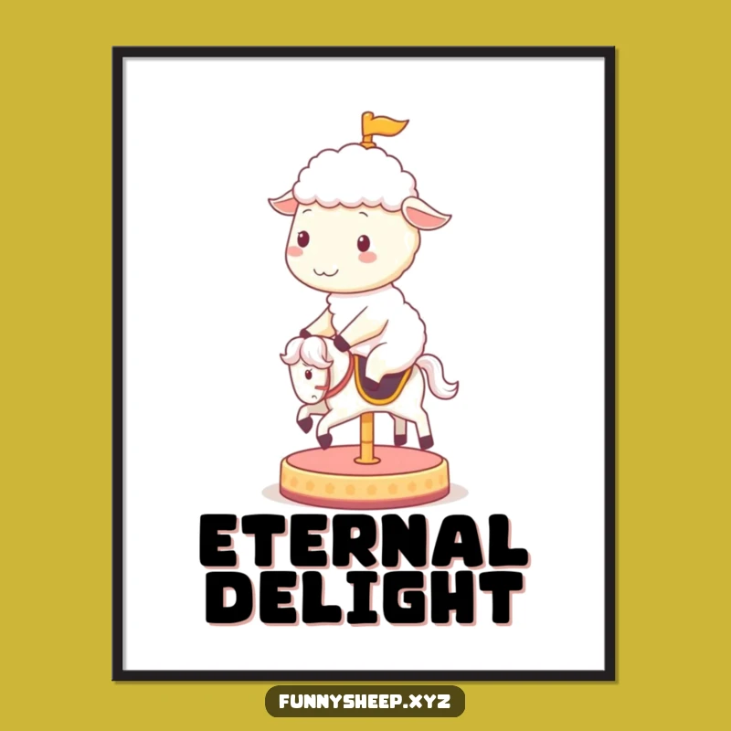Funny Sheep Carousel Poster: Brighten Your Walls with This Cheerful Sheep Art!