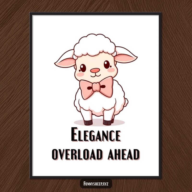 Funny Sheep Poster showcasing a silly sheep character wearing a giant, oversized bowtie, adding humorous wall art.