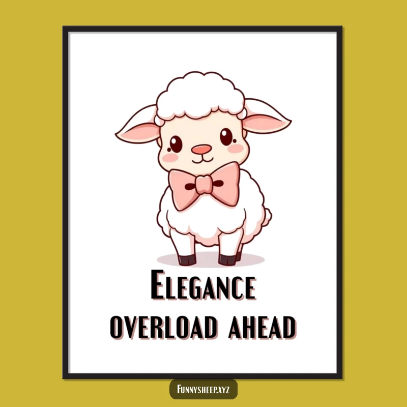 Funny Oversized Bowtie Sheep Poster: Silly Wall Art, Hilarious Funny Gift