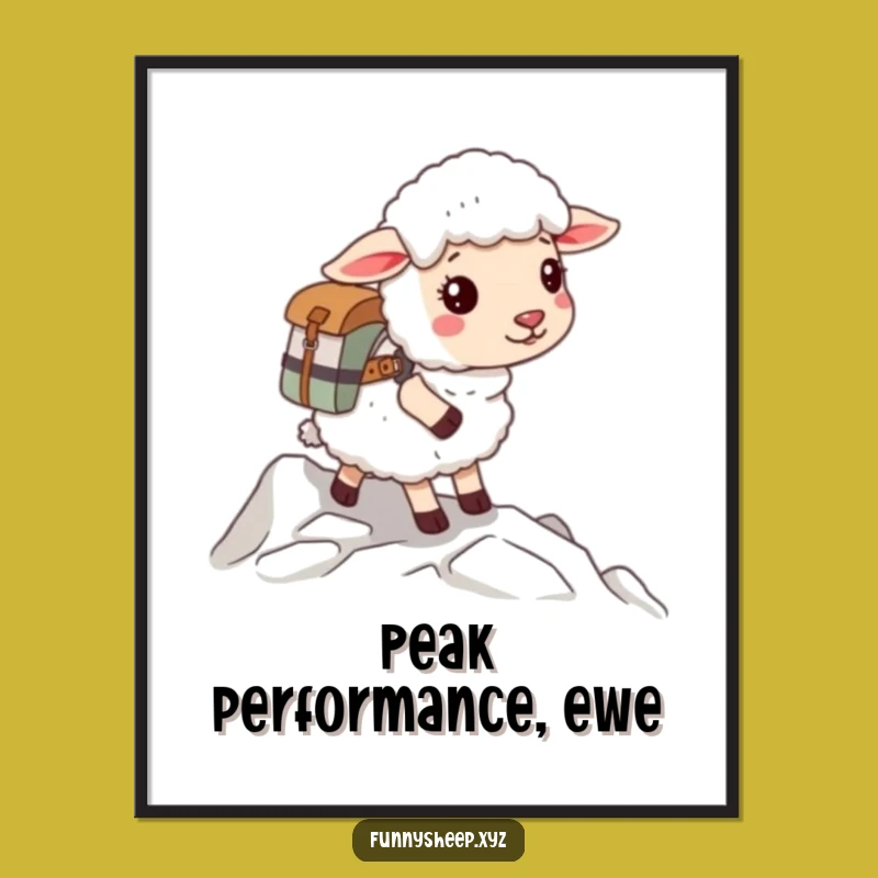 Funny Sheep Climber Poster, Artistic Woolly Explorer Wall Art, Hilarious Adventure Decor Gift