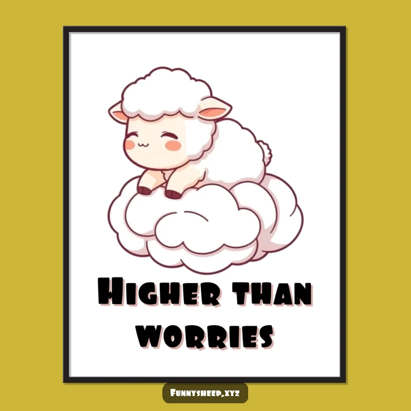 Funny Sheep Cloud Poster: Dreamy Wall Art, Wonderful Funny Gift