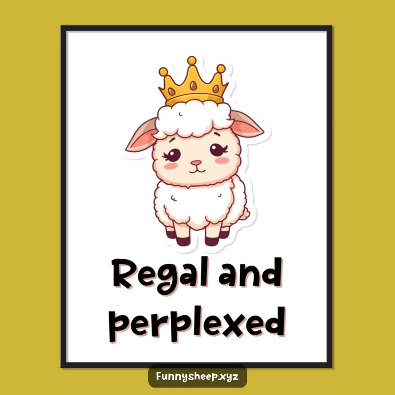 Funny Sheep Royalty Poster, Artistic Confused King/Queen Wall Art, Hilarious Decor Gift