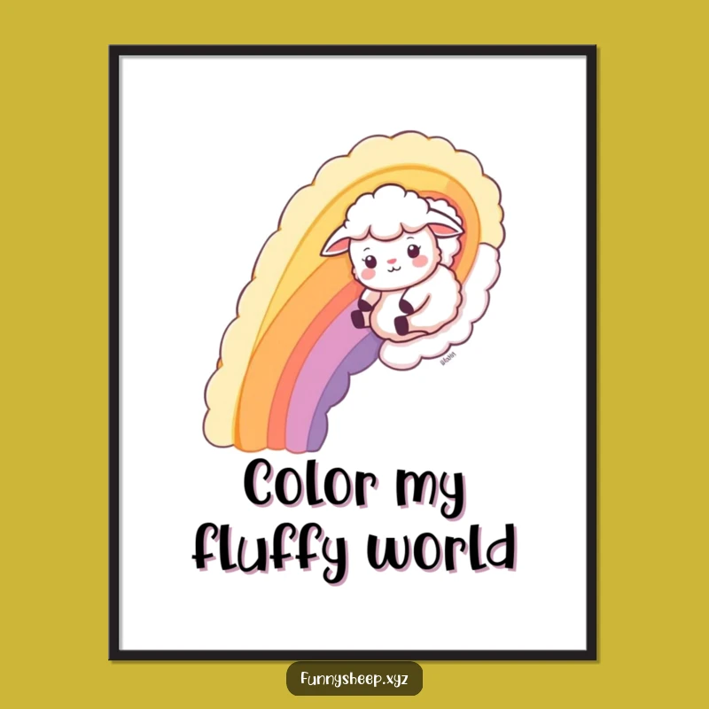 Funny Wool Rainbow Sheep Poster: Whimsical Art, Hilarious Funny Gift