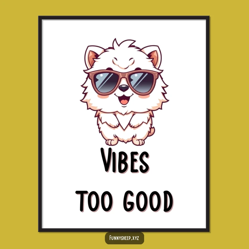 Funny Fluffy Animal Sunglasses Poster: Vibrant Wall Art, Hilarious Decor, Great Funny Gift