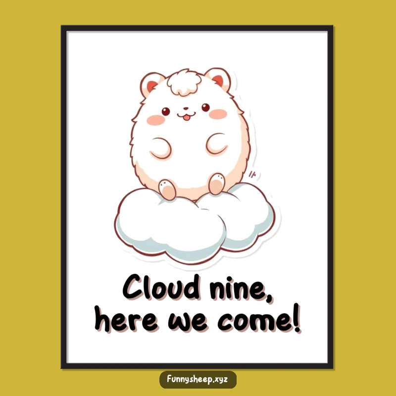 Free Printable Fluffy Cloud Wall Art: Bouncing Character Downloadable Art for Home