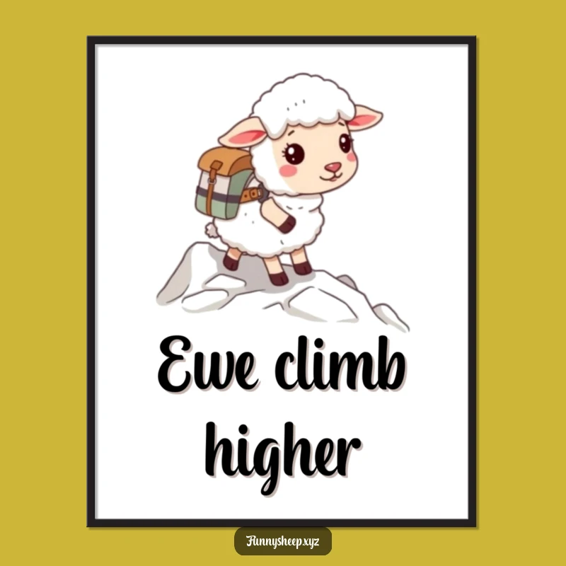 Free Printable Wall Art: Adventurous Sheep Climbing Downloadable Decor