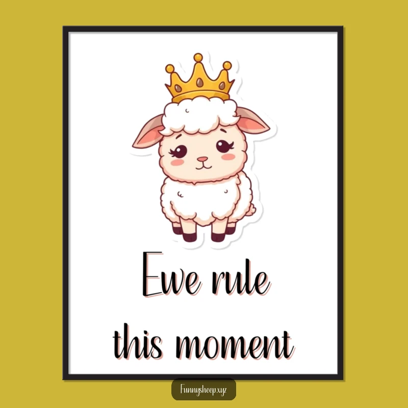 Free Printable Wall Art: Confused Crown Sheep Downloadable Decor