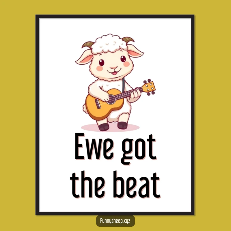 Free Printable Wall Art: Funny Sheep Playing Ukulele Downloadable Decor