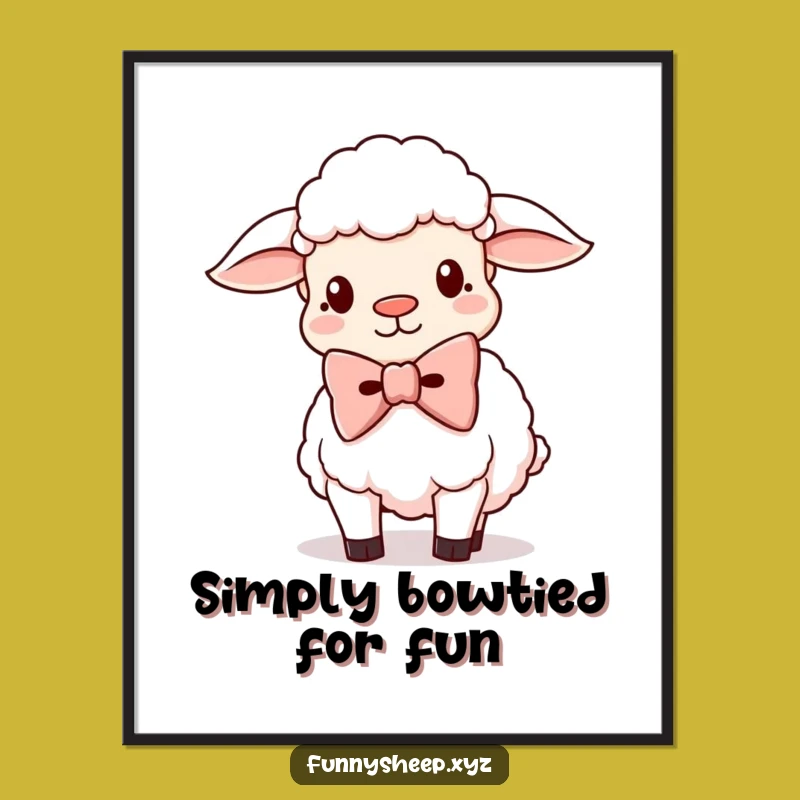 Free Printable Wall Art: Silly Sheep Bowtie, Humorous Downloadable Decor for Any Room