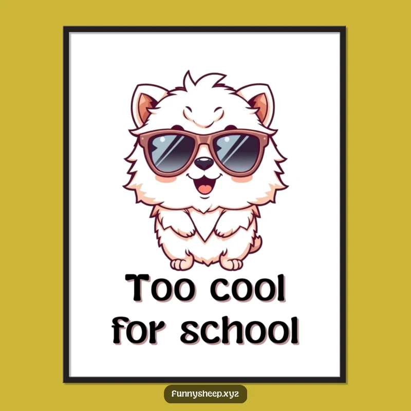 Funny Free Printable Wall Art: Giggling Fluffy Animal with Sunglasses, Quirky Downloadable Art