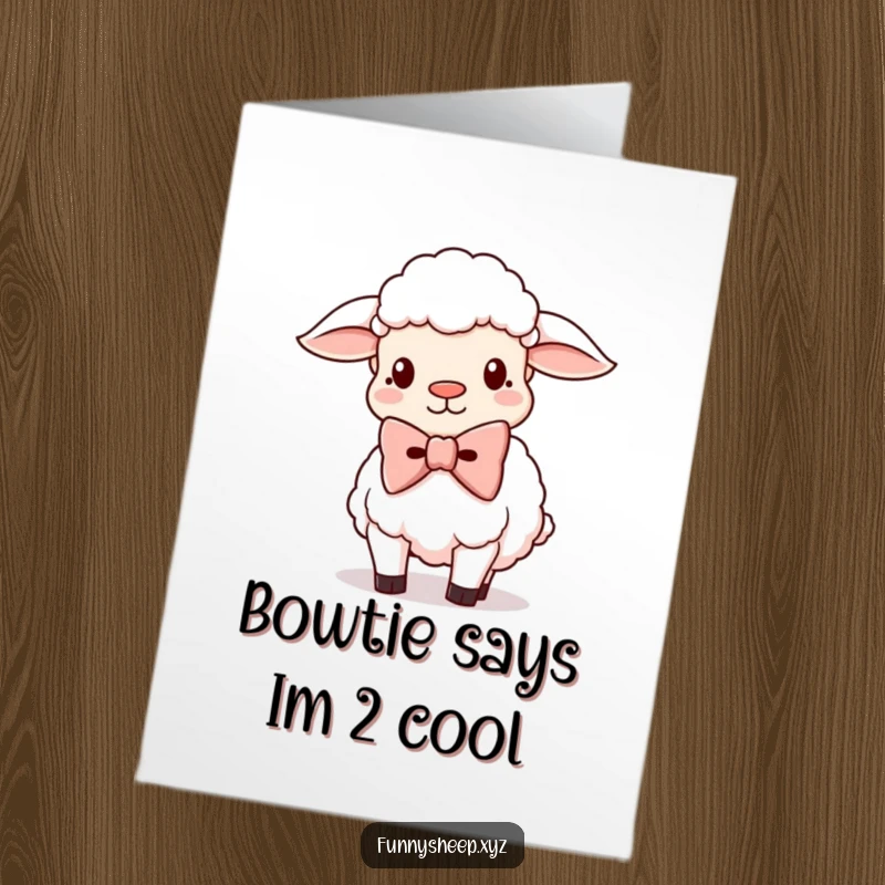 Funny Free Printable Birthday Card: Goofy sheep sporting an enormous, comical bowtie ready for a party.