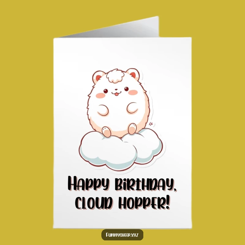 Free Printable Fluffy Cloud Birthday Card: Bouncing Fun Downloadable Gift