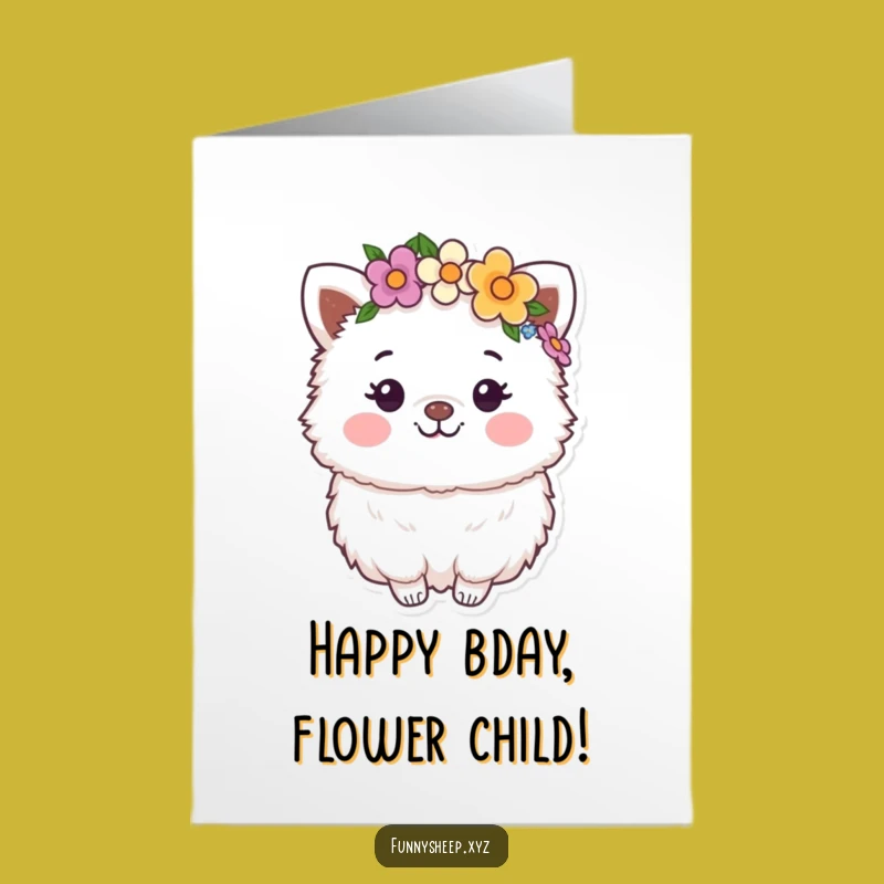 Free Printable Fluffy Flower Crown Birthday Card: Boho Fun Downloadable Gift