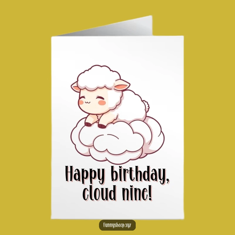 Free Printable Sheep Birthday Card: Cloud Floating Funny Downloadable Gift
