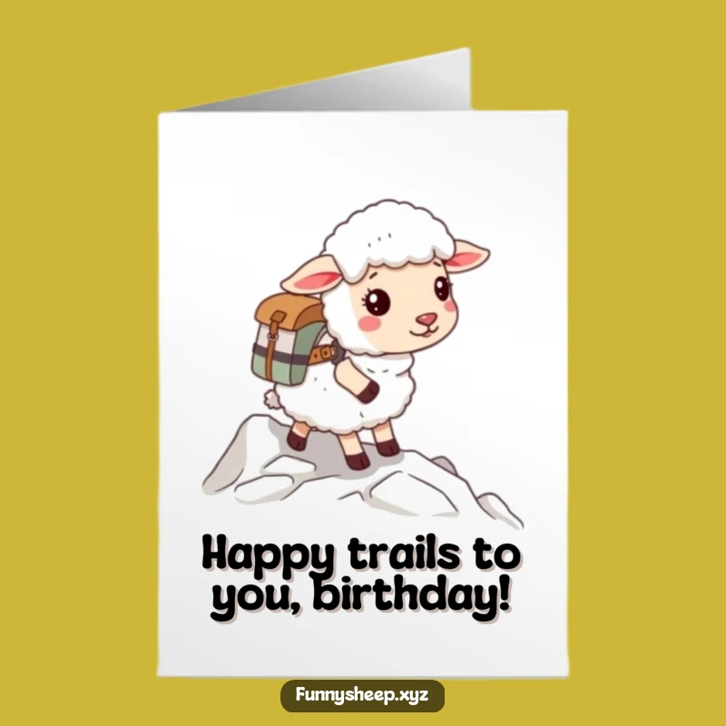 Free Printable Birthday Card: Adventurous Sheep Climbing Downloadable Fun