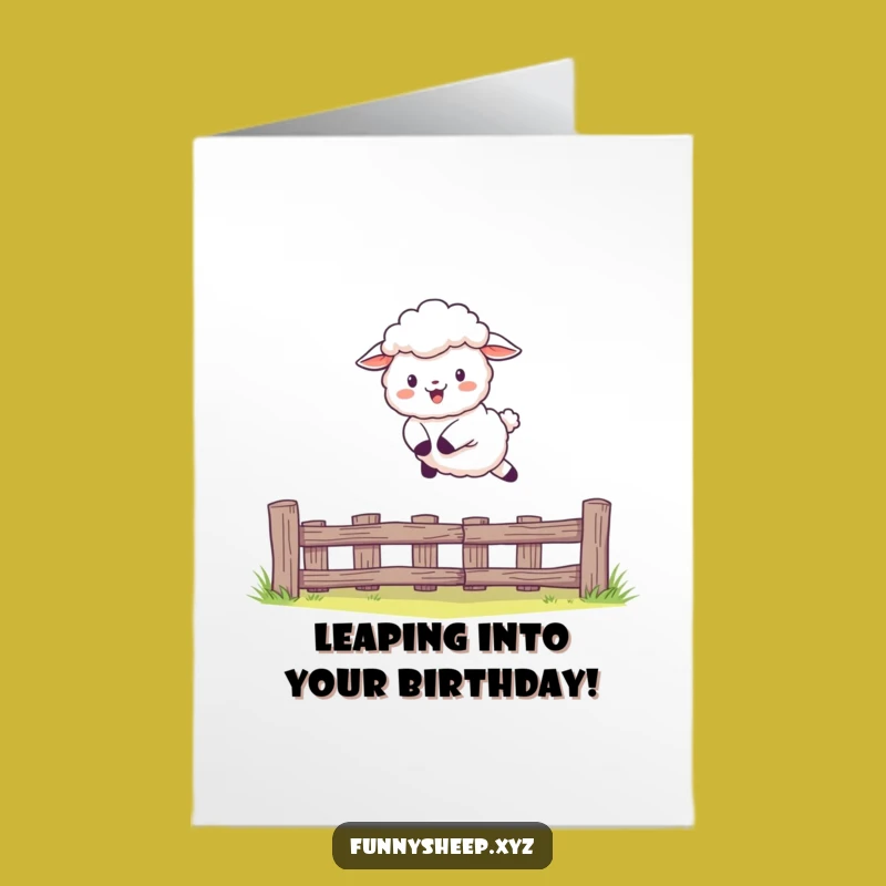 Free Printable Sheep Birthday Card: Joyful Leaping Funny Downloadable Gift