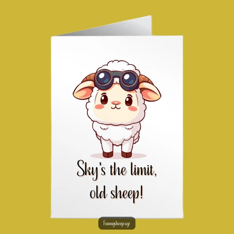Free Printable Birthday Card: Curious Sheep Sky Watcher - Funny Downloadable Gift!